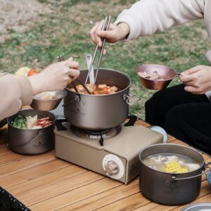 Boundless Voyage Titanium Hanging Pot for Outdoor Camping Backpacking Hiking Ultralight Portable Cooking Pot Camp Kitchen Cookware 1300ML/1950ML/2900ML (3 Pcs Set)