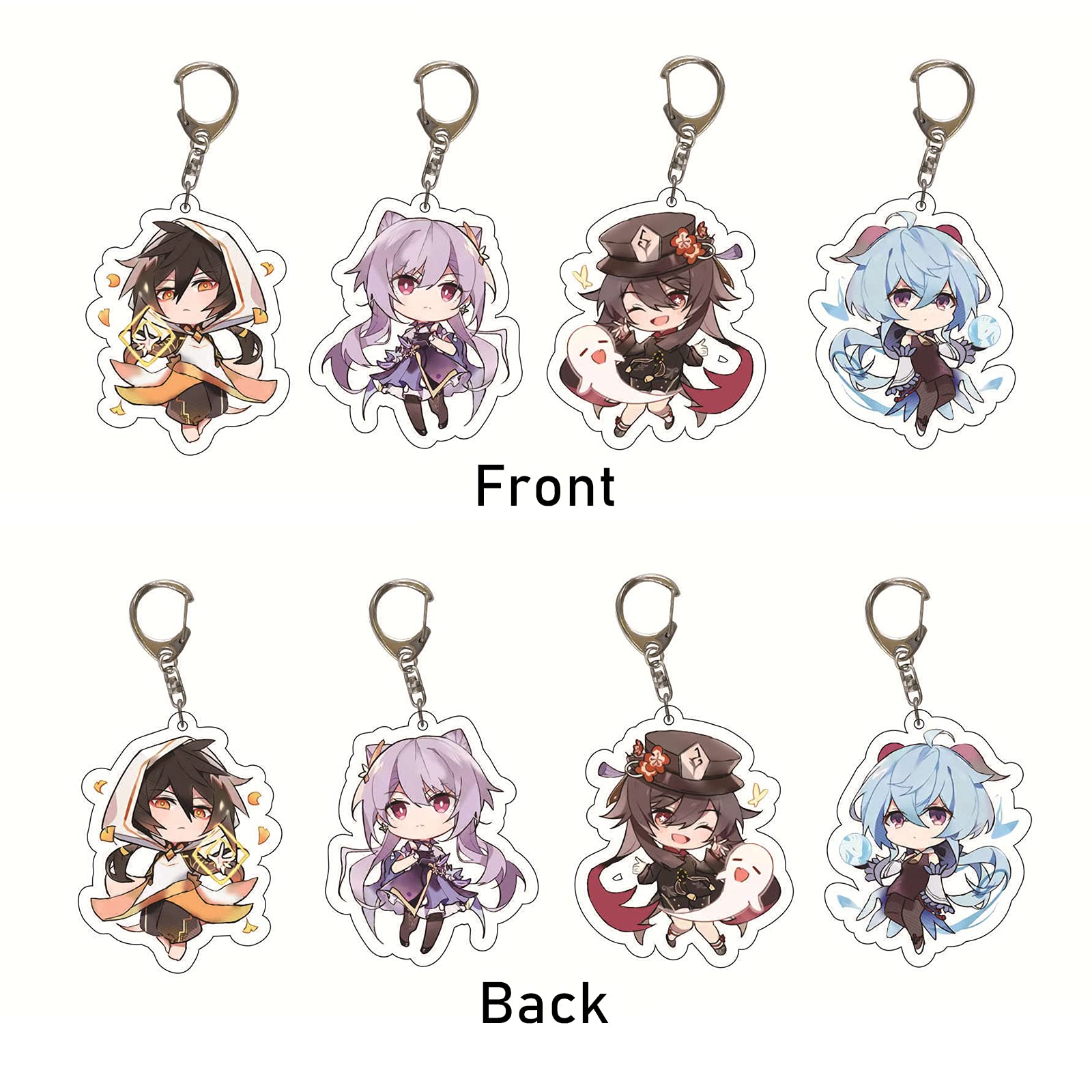 SUREHOME Genshin Impact Keychain set,29 Pack Acrylic Genshin Impact Figure Keychain Cute Feature Design Keyring Exquisite Anime Keychains Genshin Impact Merch Hu tao Ganyu Venti Childe Klee