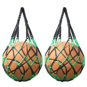 sjzbin net bag 2pcs black green nylon single ball mesh bag carrier for volleyball basketball football soccer