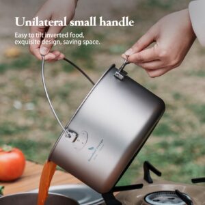 Boundless Voyage Titanium Hanging Pot for Outdoor Camping Backpacking Hiking Ultralight Portable Cooking Pot Camp Kitchen Cookware 1300ML/1950ML/2900ML (3 Pcs Set)