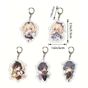 SUREHOME Genshin Impact Keychain set,29 Pack Acrylic Genshin Impact Figure Keychain Cute Feature Design Keyring Exquisite Anime Keychains Genshin Impact Merch Hu tao Ganyu Venti Childe Klee