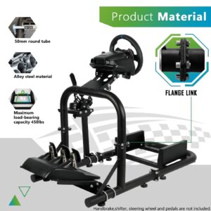 Hottoby Racing Simulator Cockpit Stand Fit for Logitech/Thrustmaster/Fanatec G25 G27 G29 G920 G923 T128X T248 T300 T458, Reinforced Triangular Design on Both Arm,Adjustable,No Wheel,Pedal & Handbrake