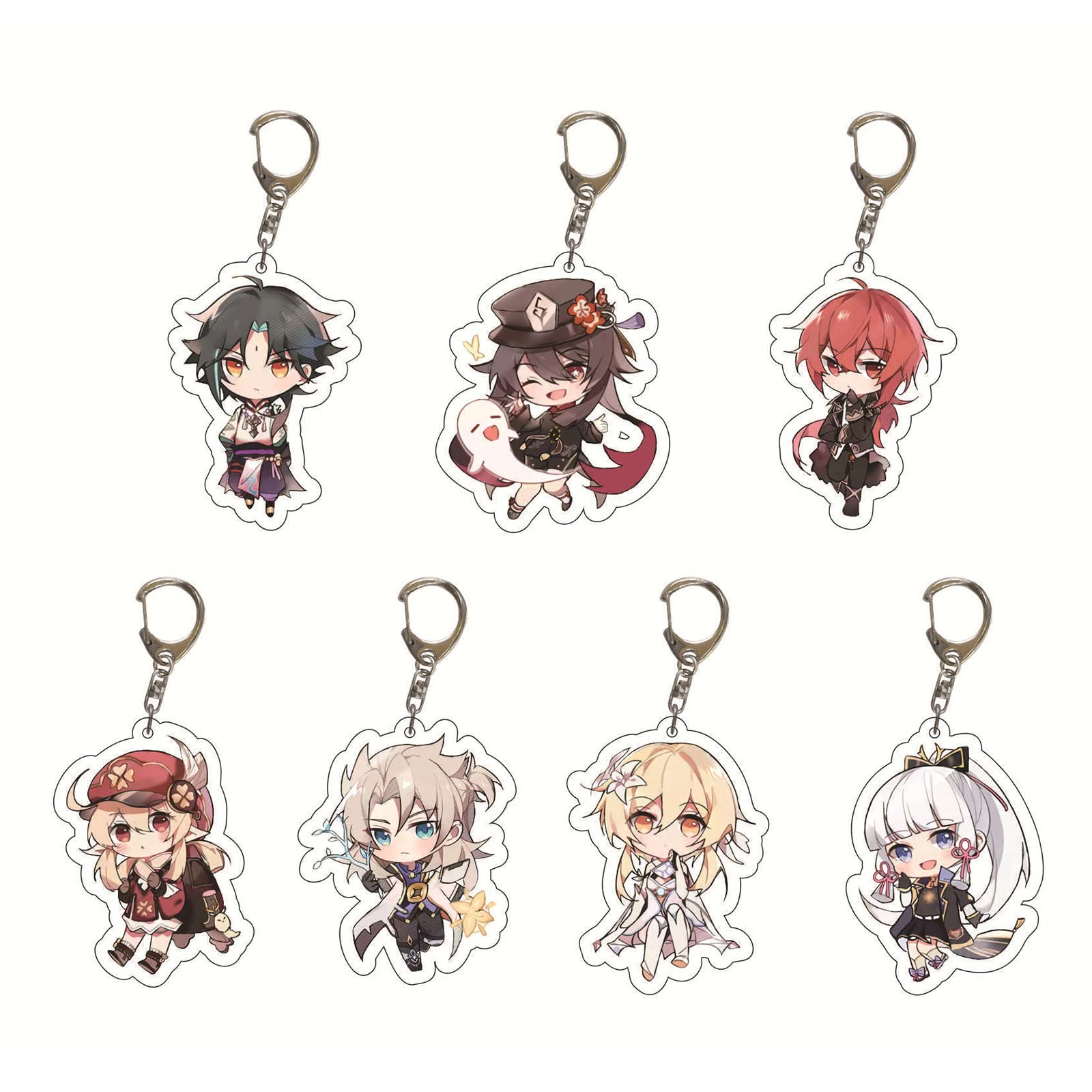 SUREHOME Genshin Impact Keychain set,29 Pack Acrylic Genshin Impact Figure Keychain Cute Feature Design Keyring Exquisite Anime Keychains Genshin Impact Merch Hu tao Ganyu Venti Childe Klee