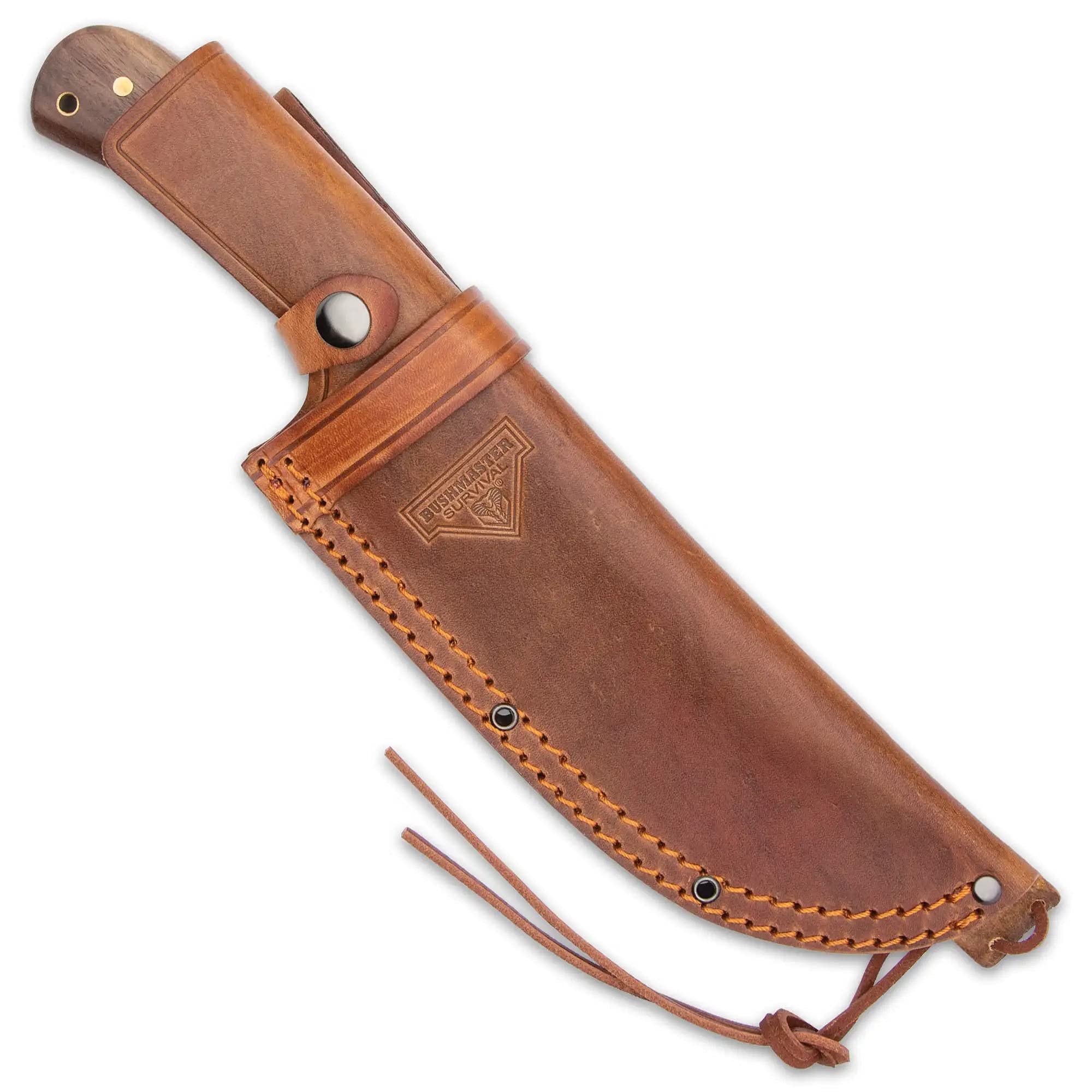 United Cutlery Bushmaster Butcher Bowie Knife and Sheath - 1095 High Carbon Steel Blade, Dark Hardwood Handle, Brass Pins – Tackle the Wild with this Rugged Bowie Knife - 13 1/4” Overall