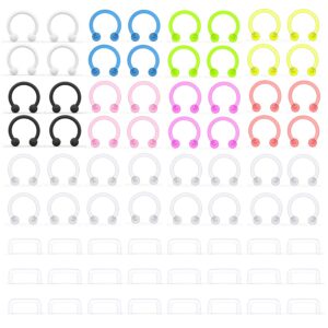 Lcolyoli 72Pcs Septum Retainer 16G Clear Bioflex Septum Rings Flexible Plastic Septum Nose Hoop Piercing Jewelry for Women Men 10mm