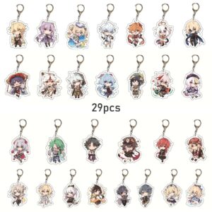 surehome genshin impact keychain set,29 pack acrylic genshin impact figure keychain cute feature design keyring exquisite anime keychains genshin impact merch hu tao ganyu venti childe klee