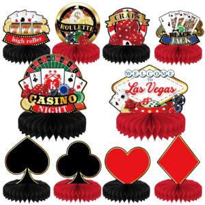 10 pieces las vegas party decorations casino themed centerpieces for tables decorations 3d casino theme honeycomb table topper for casino night birthday baby shower party supplies