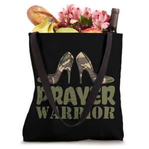 Camo Heels Prayer Warrior Faith God Jesus Christian Women Tote Bag