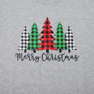 Merry and Bright Shirt Women Funny Leopard Printed Plaid Christmas Trees Long Sleeve Sweatshirts Xmas Graphic Tees