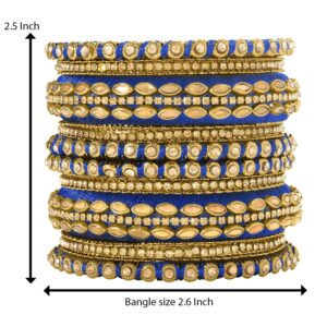 Aheli Silk Thread Faux Stone Studded Bangle Set Chuda Ethnic Indian Wedding Wear Fashion Jewelry Gift for Women