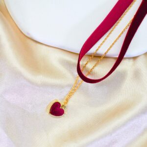 MOMOCAT Heart Necklace Adjustable Red Choker Classic Collar Necklaces for Women Velvet Goth Chocker Necklace