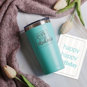 Sodilly Not A Day Over Fabulous 45th Birthday Women Present Gift Set - Tumbler - Fuzzy Socks - Cute Card - Birthday Celebration Set for Women - Ideal Birthday Present for Woman - Bestie and Sister