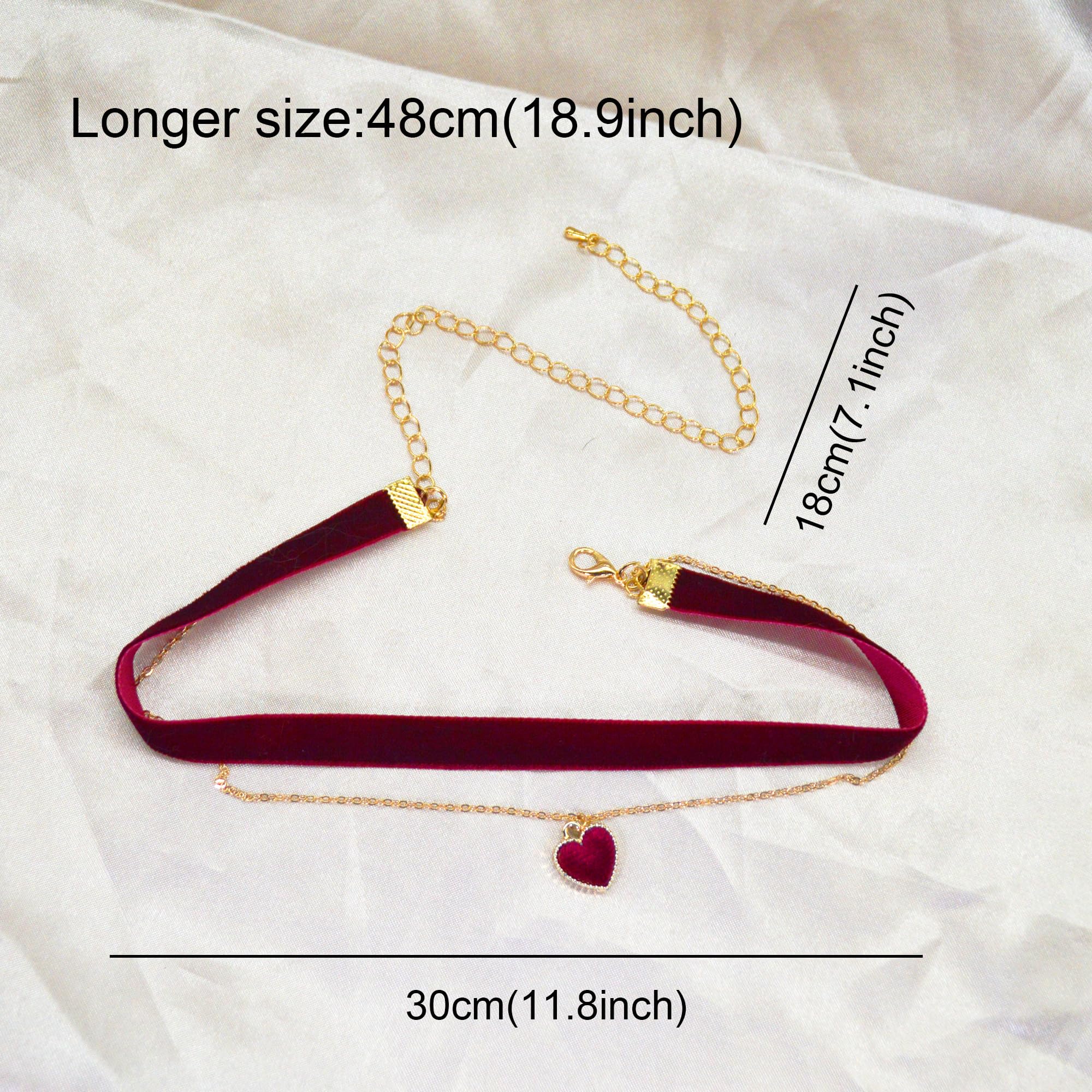 MOMOCAT Heart Necklace Adjustable Red Choker Classic Collar Necklaces for Women Velvet Goth Chocker Necklace