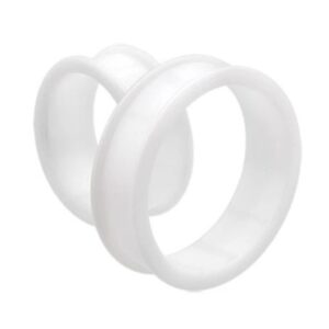 pair 1-1/2" (38mm) white silicone flat flare tunnels double flare gauges thin soft flexible flesh plugs (2pcs)