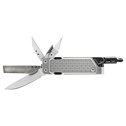 Gerber Gear Lockdown Driver 7-in-1 Multi-tool - 2.5" Plain Edge Blade, Scissors, Bit Driver - EDC Gear and Equipment - Silver