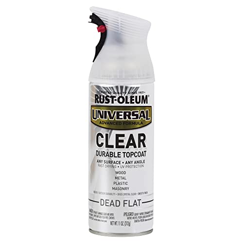 Rust-Oleum 302151-6PK Universal All Surface Clear Topcoat Spray, 11 oz, Dead Flat Clear, (Pack of 6)