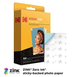 Kodak 2"x3" Premium Zink Photo Paper (100 Sheets) & Step Wireless Mobile Photo Mini Printer (White) Compatible w/iOS & Android, NFC & Bluetooth Devices