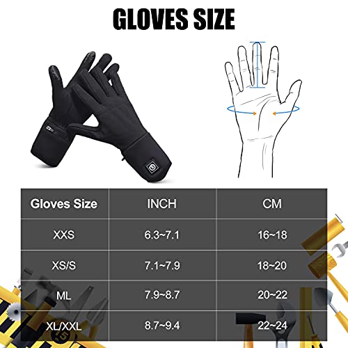 Haeglauv Heated Glove Liners for Men Women,Electric Battery Heated Gloves Rechargeable Thin Heated Work Gloves