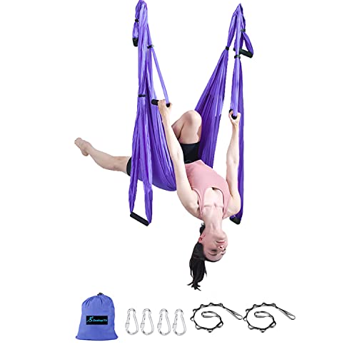 Aerial Yoga Swing Set Yoga Hammock Trapeze Sling Inversion Tool for indoor Home Fitness(Purple)