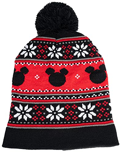 Disney Mickey Mouse Adult Knit Beanie Hat and Texting Glove Set (Black)