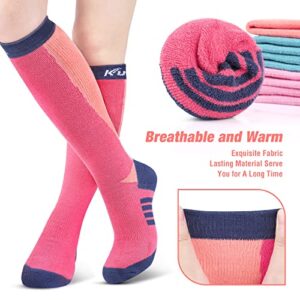 KUYOU Ski Socks Women Men, 3 Pair Extra Thick Warm Snow Winter Skiing Socks Long Knee High Snow Snowboarding Skiing Socks