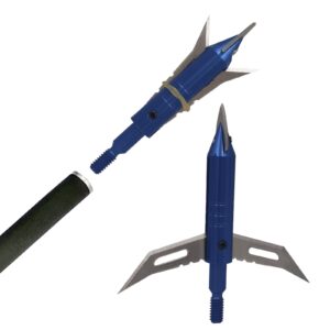 LeeMui Hunting Aluminum Archery Broadheads Blades Grain Screw-in Arrow Heads Tips Portable Case for Arrowheads Broadheads Blue