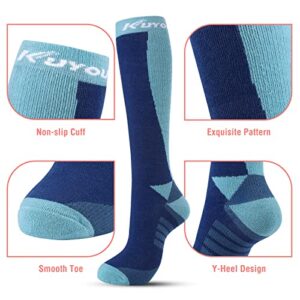 KUYOU Ski Socks Women Men, 3 Pair Extra Thick Warm Snow Winter Skiing Socks Long Knee High Snow Snowboarding Skiing Socks