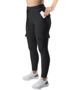 reshe joggers for women sweatpants track pants hiking running workout lightweight plus size tapered pants black, small