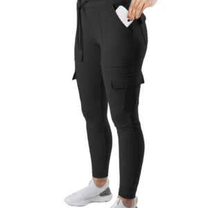 RESHE Joggers for Women Sweatpants Track Pants Hiking Running Workout Lightweight Plus Size Tapered Pants Black, Small