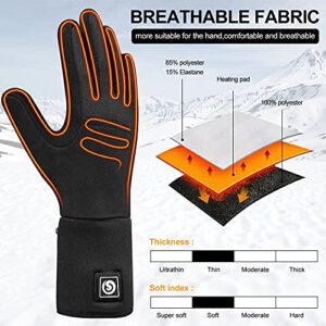 Haeglauv Heated Glove Liners for Men Women,Electric Battery Heated Gloves Rechargeable Thin Heated Work Gloves