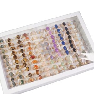 YITANA 100 Pack of Rings Wholesale for Boutique Items for Resale Bulk Crystal Rings Jewelry Clearance Anillos De Piedras Naturales