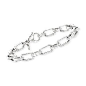 Ross-Simons Italian Sterling Silver Paper Clip Link Bracelet. 8 inches