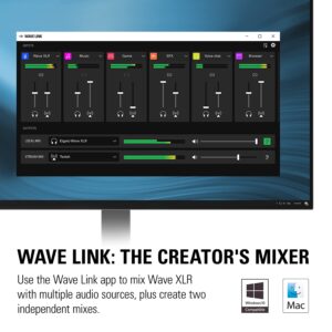 Elgato Wave XLR – Mic Interface, XLR/USB-C, Anti-Clipping, 75 dB preamp, Phantom Power, Direct Monitor, Touch Mute, Wave Link Digital Mixing app (Renewed)