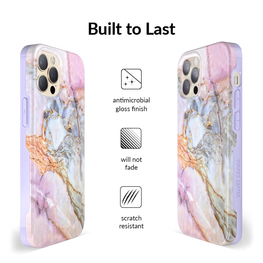 Velvet Caviar for iPhone 13 Pro Max Case White Marble [10ft Drop Tested] Compatible with MagSafe - Protective Microfiber Lining