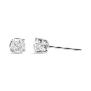 .925 Sterling Silver 3/4 Cttw 4-Prong Round-cut "Salt and Pepper" Diamond Classic Stud Earrings (H-I Color, I3 Clarity)