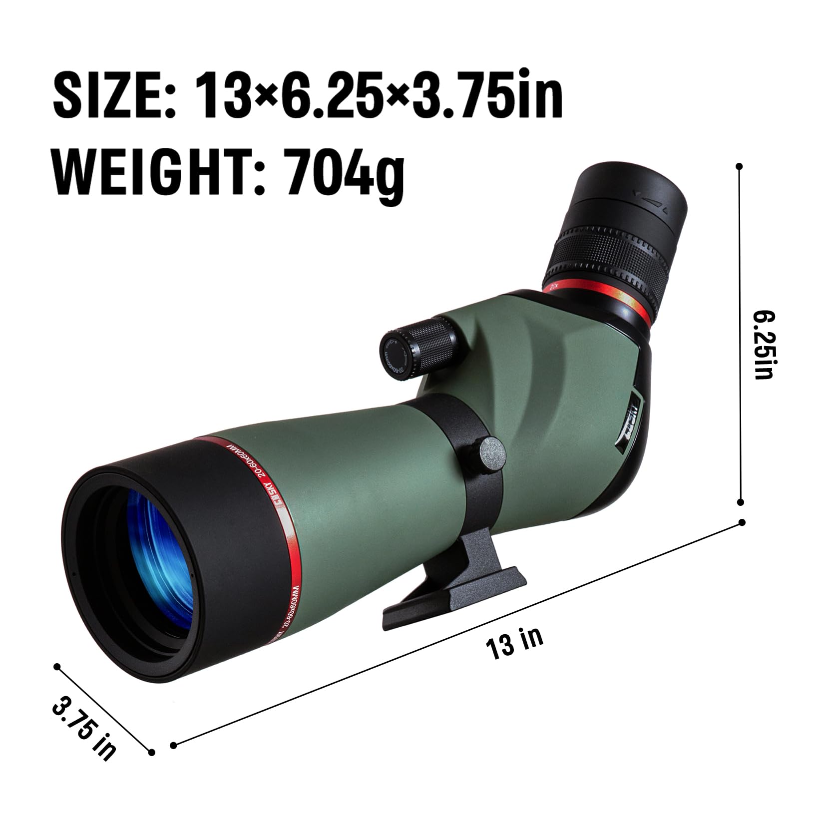 Gosky Spotting Scope, 20-60x60 Spotting Scopes for Target Shooting & Hunting & Bird Watching, BAK4 High Definition, Angled Spotter Scope with Tripod, Phone Adapter, Carrying Bag