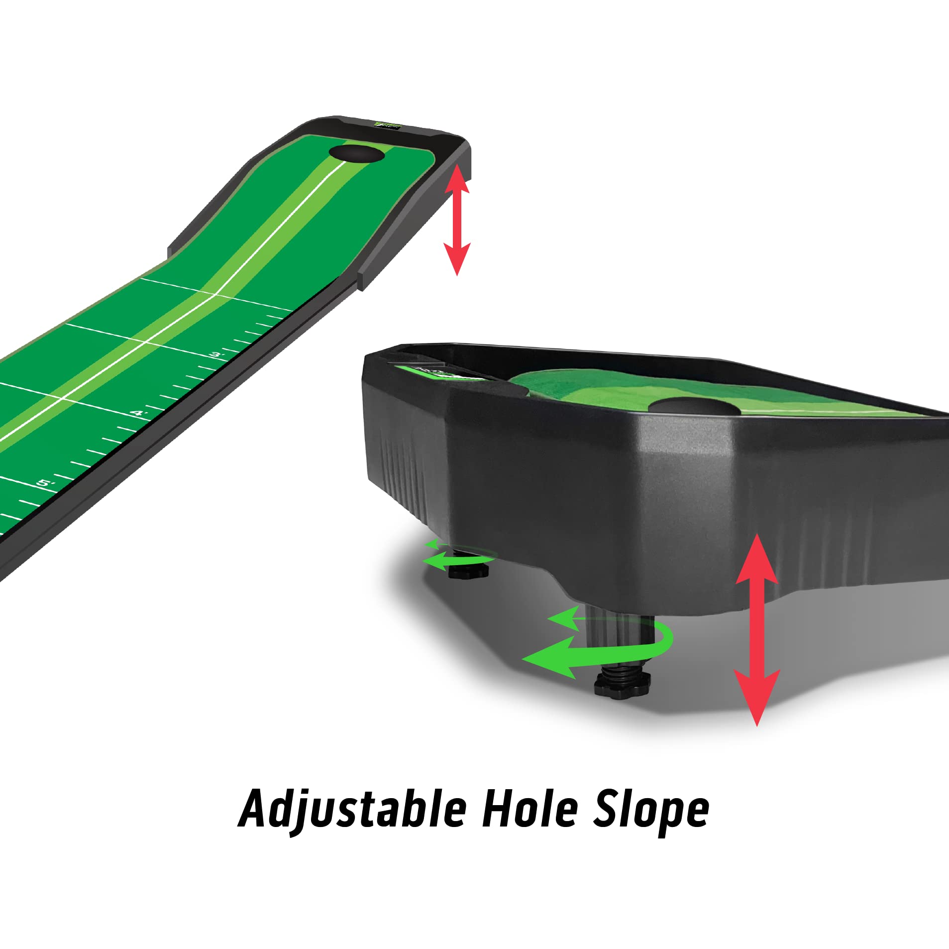 ProActive Sports | F4 Multi-Break Putting Green | 10 ft | Putting Mat with Slope, Auto Ball Return Track, and Alignment Guides for Indoor & Outdoor Practice | Training and Games Included