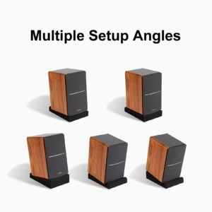 SS5 Studio Monitor Isolation Pads, High-Density Acoustic Foam Tilted Tabletop & Desktop Speaker Stands for Midsize Bookshelf Computer Speakers, Prevent Vibrations & Fits most Speaker, Black - Pair