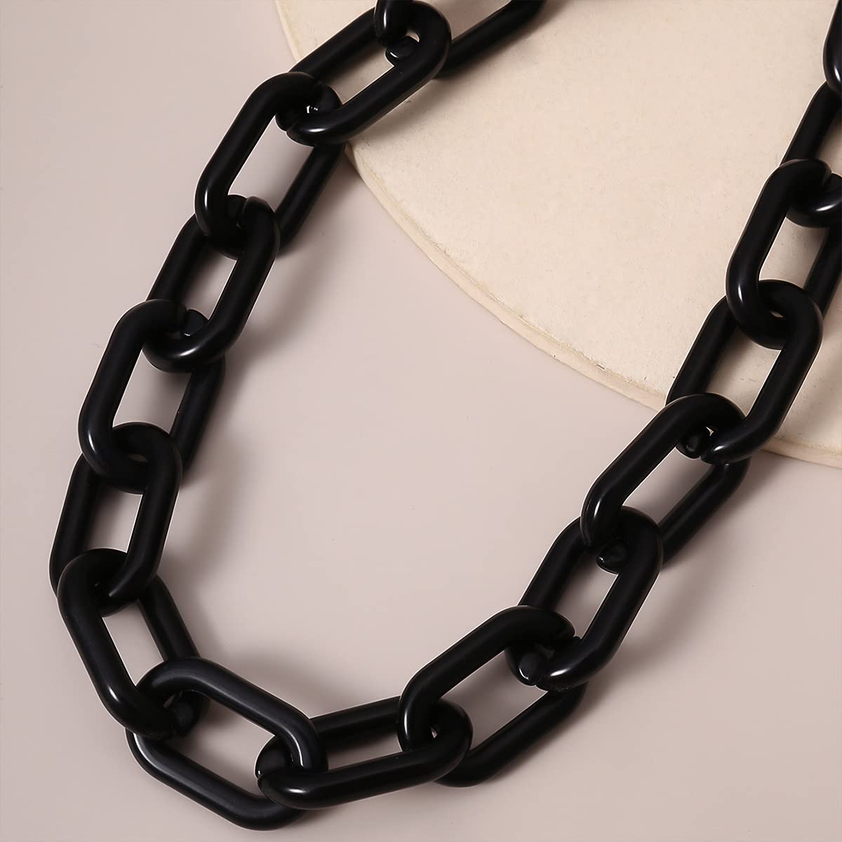 JWICOS Long Acrylic Chunky Necklace for Women Cute Link Paperclip Chain Collar Necklace for Women Gifts (Black)