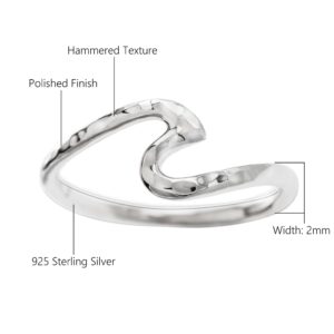 Aloha Jewelry Company Sterling Silver Hawaiian Hammered Wave Ring Stackable Wedding Eternity Band, Sizes 4-10 (9)