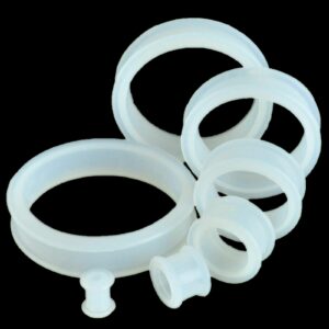 Pair 1-1/2" (38MM) CLEAR SILICONE FLAT FLARE TUNNELS Double Flare Gauges Thin Soft Flexible Flesh Plugs (2pcs)