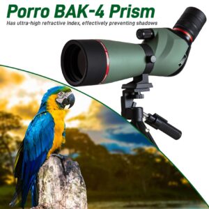 Gosky Spotting Scope, 20-60x60 Spotting Scopes for Target Shooting & Hunting & Bird Watching, BAK4 High Definition, Angled Spotter Scope with Tripod, Phone Adapter, Carrying Bag