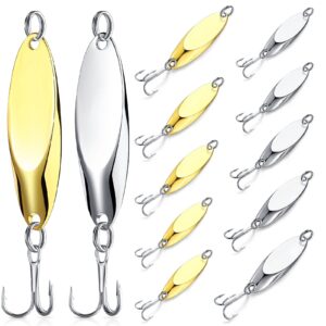 30 Pieces Fishing Spoons Lures, Treble Hooks Fishing Spoons Hard Metal Spoon Lures Spoons Gold Silver for Huge Distance Cast Saltwater Freshwater Fishing in 1/5 oz 1/4 oz 3/8 oz 1/2 oz 3/4 oz