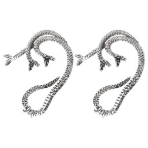 generic 2pcs ear cuff jewelry snake shape cuff earring gothic climber earrings punk ear decoration halloween novelty ear jewelry for women men, silver, 6x5cm (44l0n438au1209qiv7s)