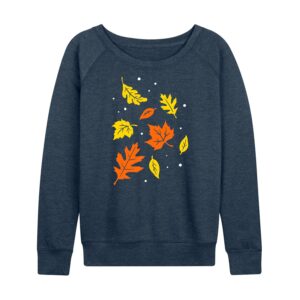 instant message - leaf pattern - women's lightweight french terry pullover - size medium