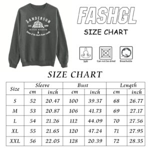 FASHGL Sanderson Witch Museum Sweatshirt Womens Halloween Pullover Shirt Casual Lightweight Long Sleeve Shirt Gray