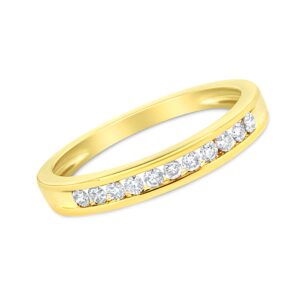 Haus of Brilliance 10K Yellow Gold Plated .925 Sterling Silver 1/4 Cttw Channel Set Round Diamond 11 Stone Wedding Band Ring (K-L Color, I1-I2 Clarity) - Size 7