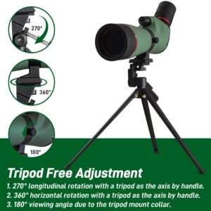 Gosky Spotting Scope, 20-60x60 Spotting Scopes for Target Shooting & Hunting & Bird Watching, BAK4 High Definition, Angled Spotter Scope with Tripod, Phone Adapter, Carrying Bag