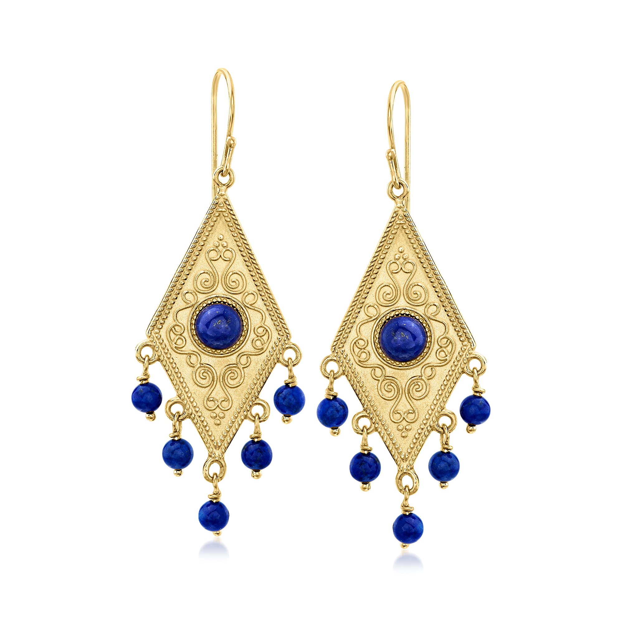 Ross-Simons Lapis Drop Earrings in 18kt Gold Over Sterling