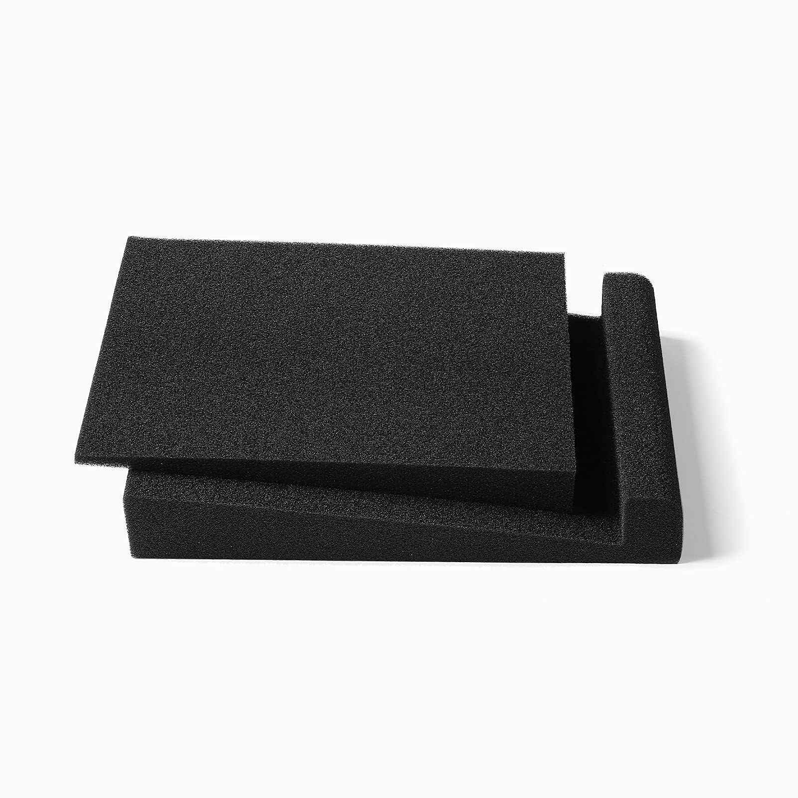 SS5 Studio Monitor Isolation Pads, High-Density Acoustic Foam Tilted Tabletop & Desktop Speaker Stands for Midsize Bookshelf Computer Speakers, Prevent Vibrations & Fits most Speaker, Black - Pair